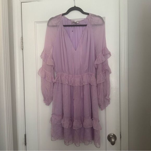 Lavender Purple Diane Von Furstenberg Chiffon with Ruffle Style Dress DVF - Picture 1 of 7